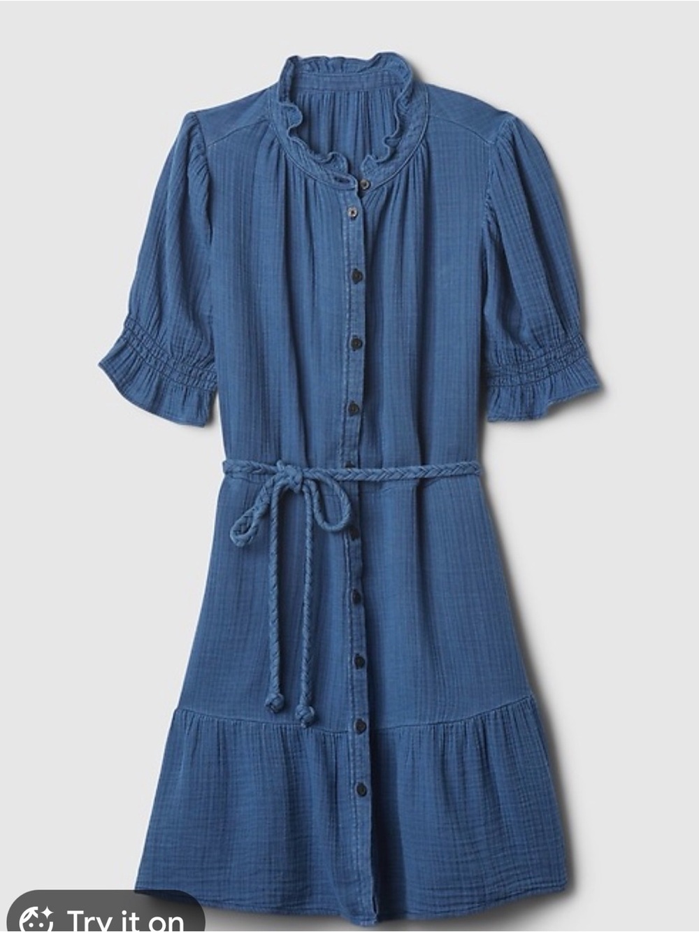 GAP crinkled gauze denim mini dress